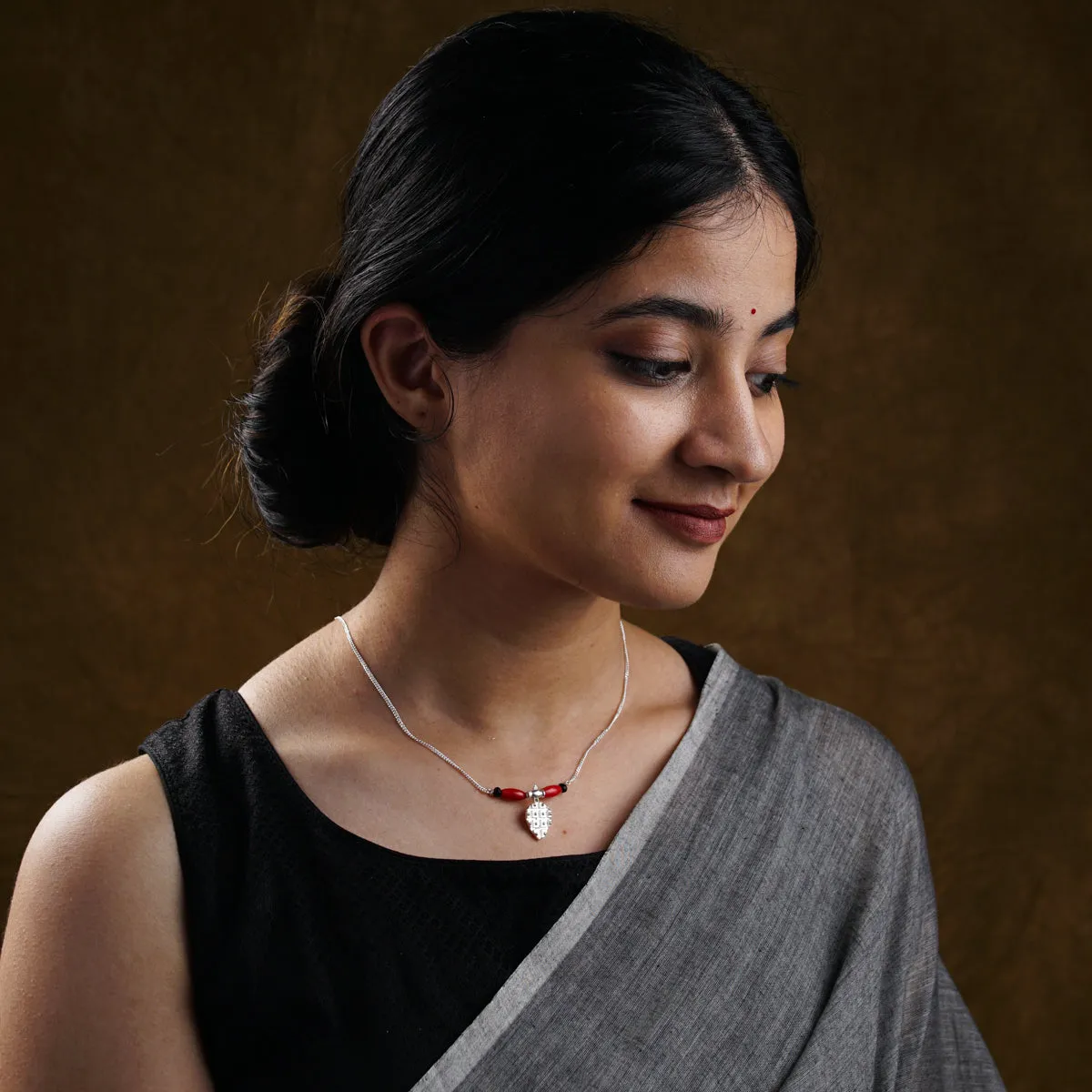 Handmade Silver Saaj Motif Mangalsutra : नारळ (Naral)