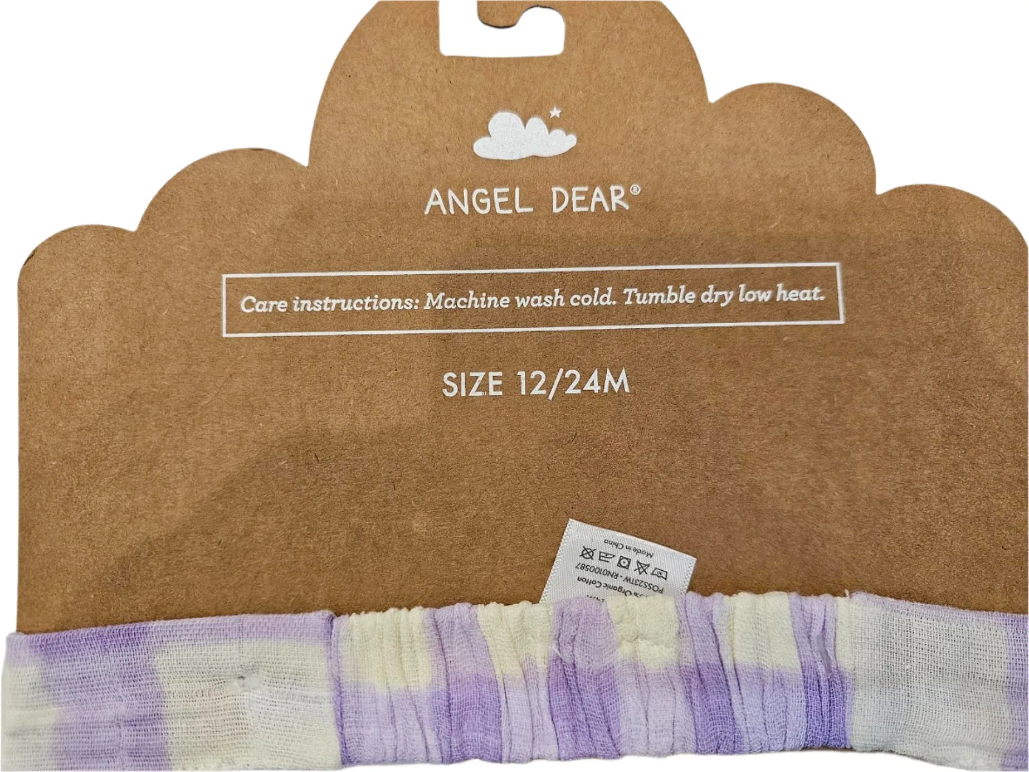 Head band- gauze - 12 -24 month - purple gingham