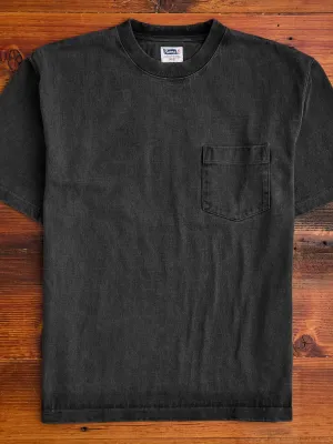 Heavyweight Pigment Dye Pocket T-Shirt in Faded Black
