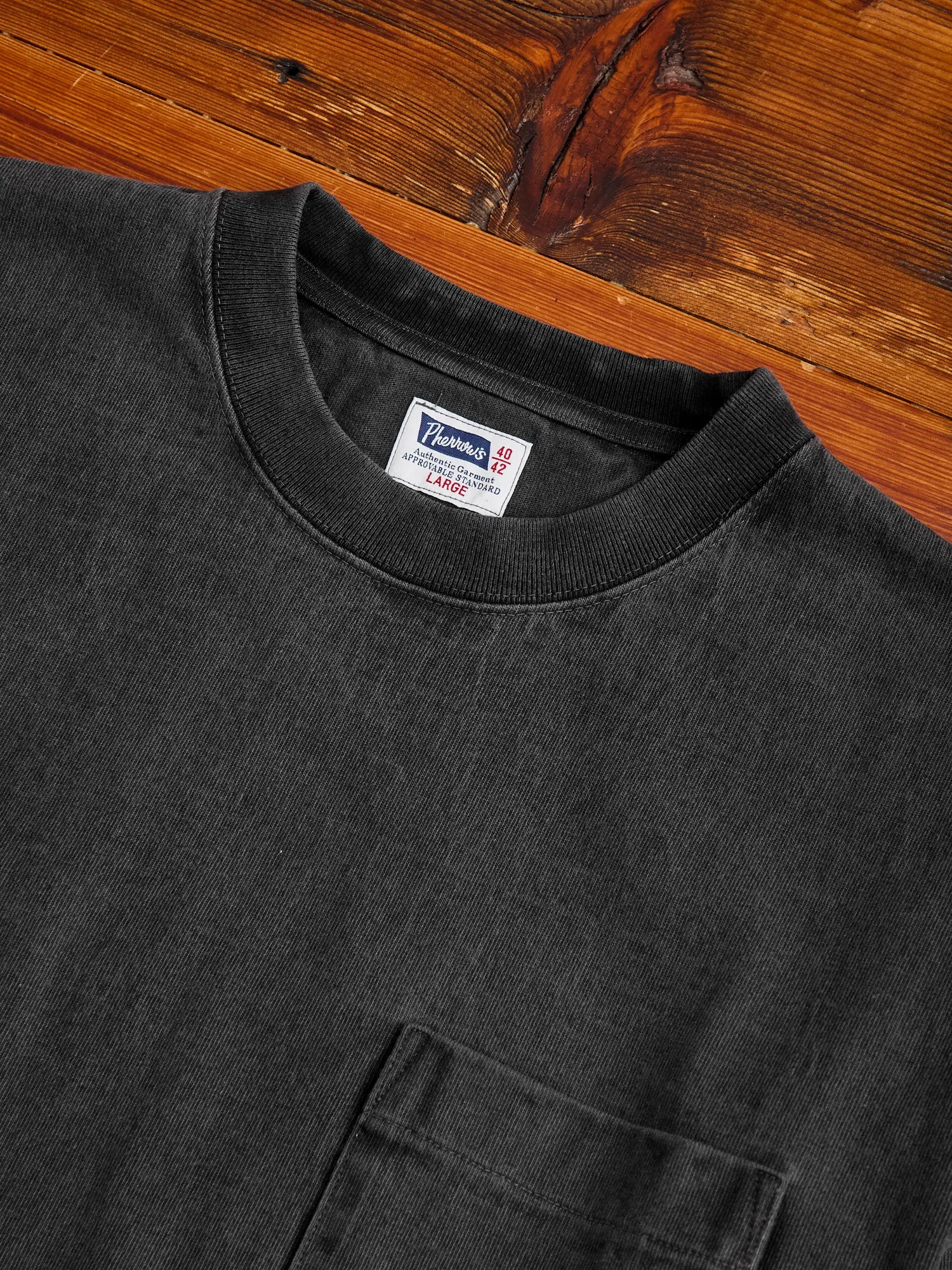 Heavyweight Pigment Dye Pocket T-Shirt in Faded Black