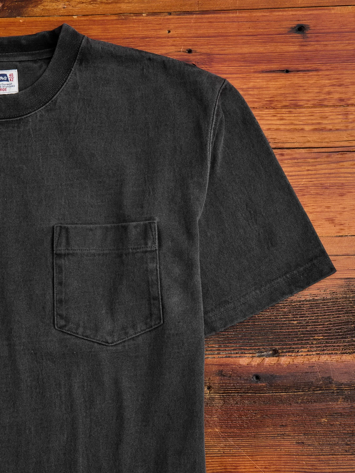 Heavyweight Pigment Dye Pocket T-Shirt in Faded Black