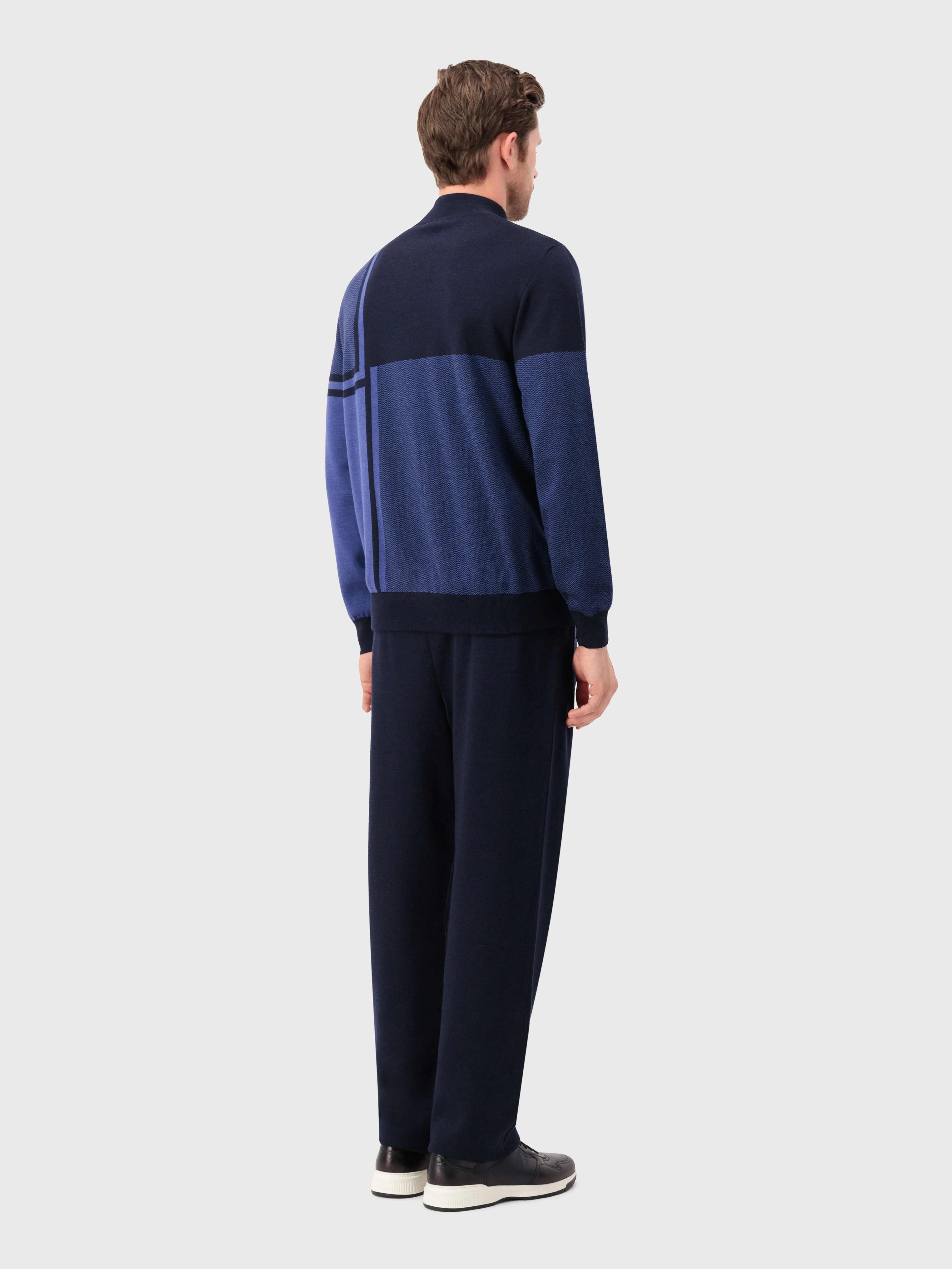 Jogging Suit with Geometric Pattern Dark Navy