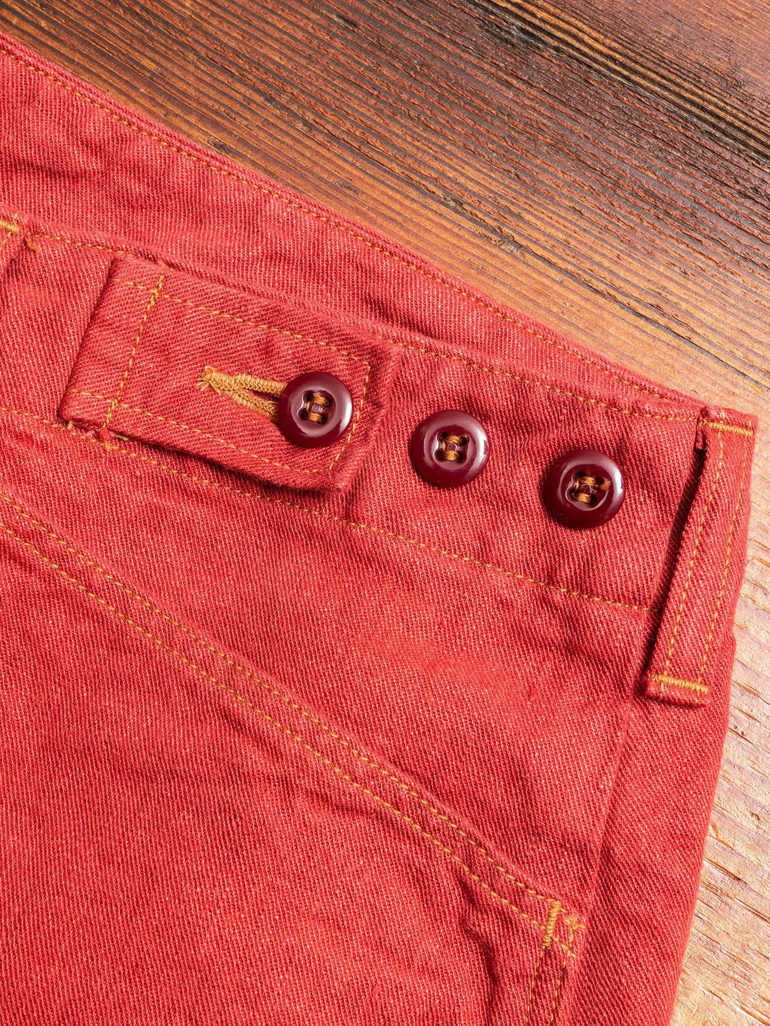 Linen Denim Shorts in Red