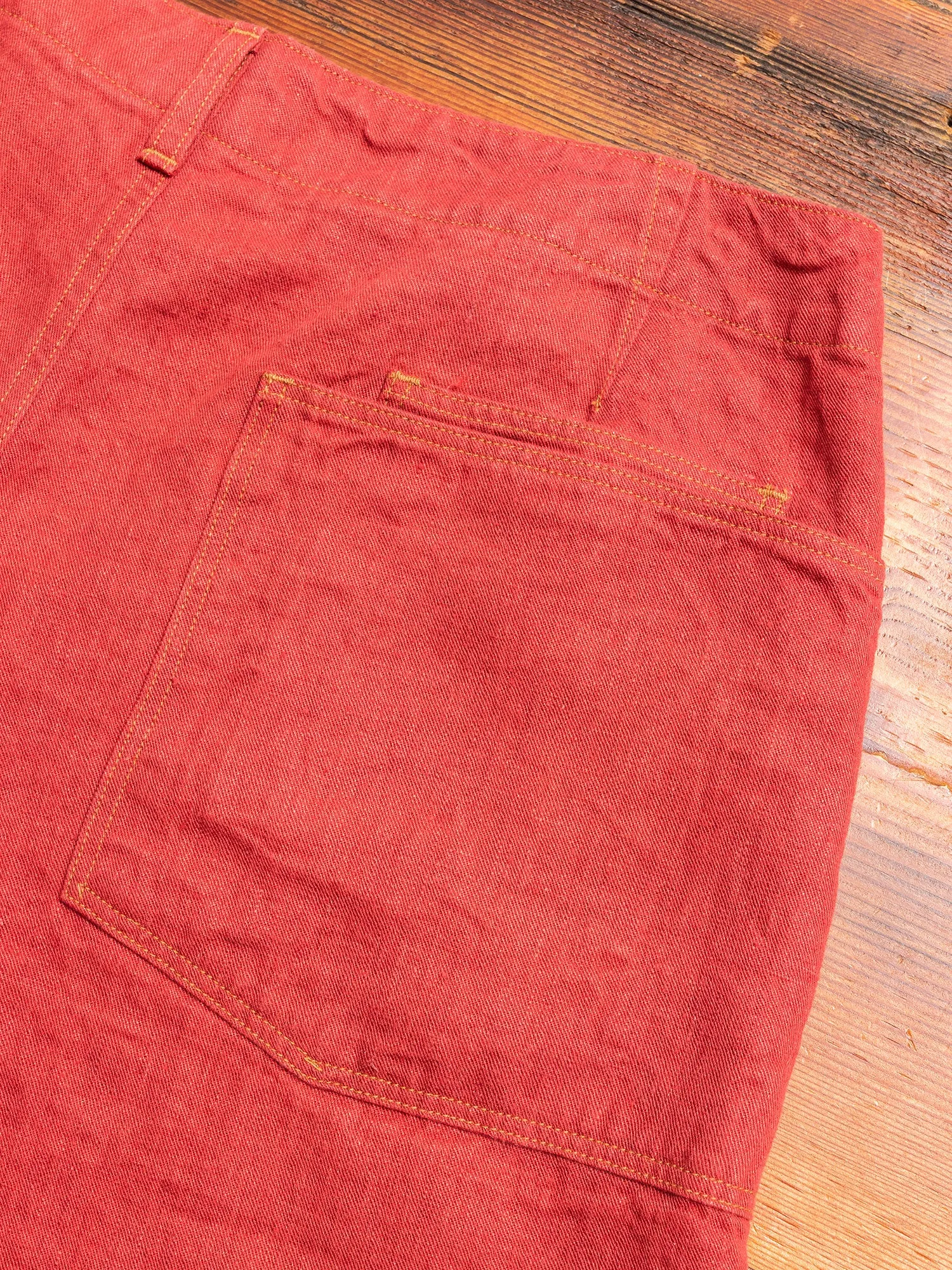 Linen Denim Shorts in Red