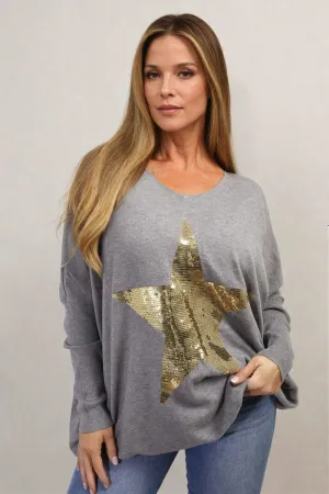 Melissa Sequin Star Oversized Knitted Jumper