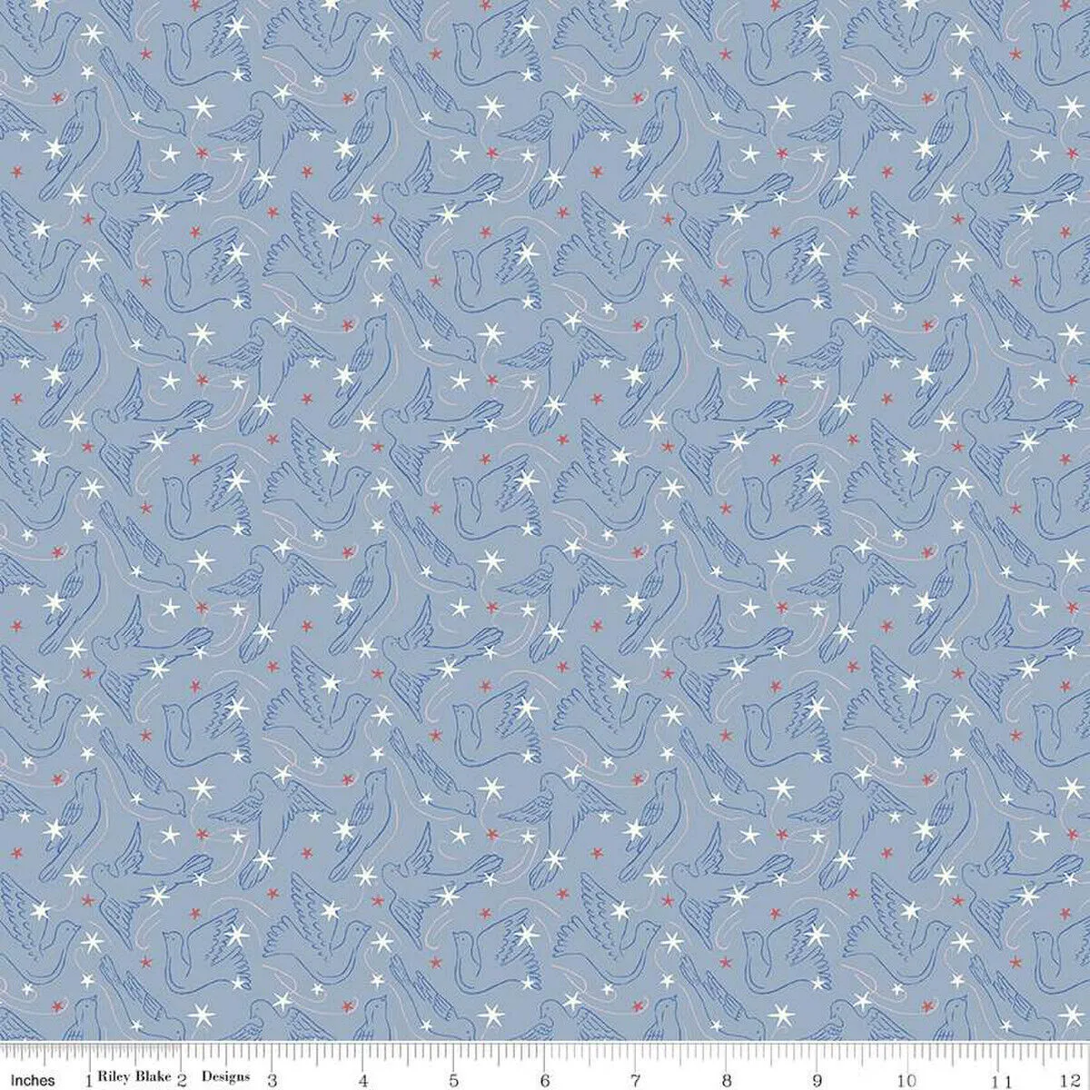 Merry & Bright by Liberty Fabrics - Dove Star B - (half yard)