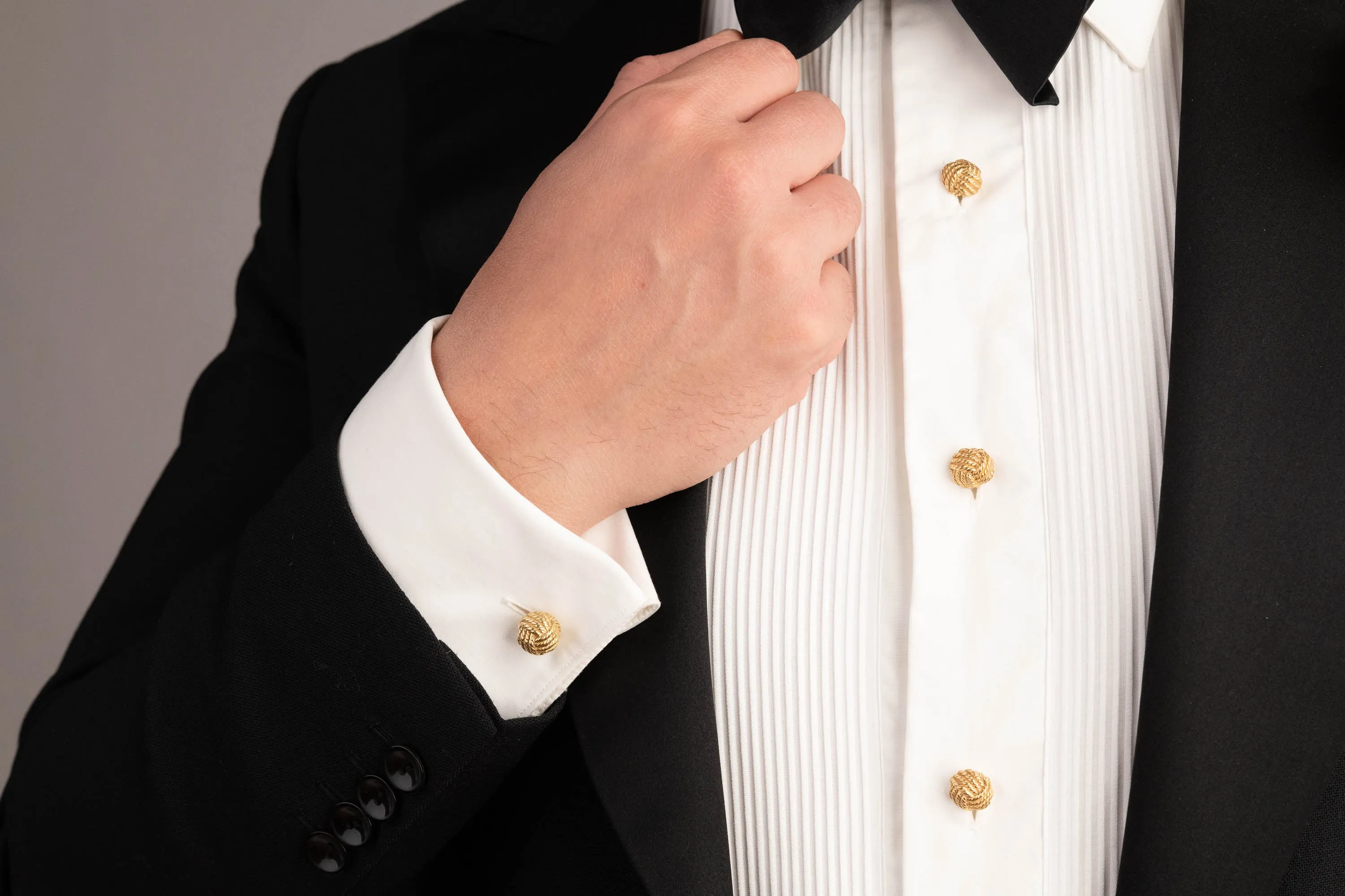 Monkey Fist Knot Yellow Gold Vermeil Shirt Studs
