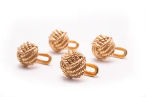 Monkey Fist Knot Yellow Gold Vermeil Shirt Studs