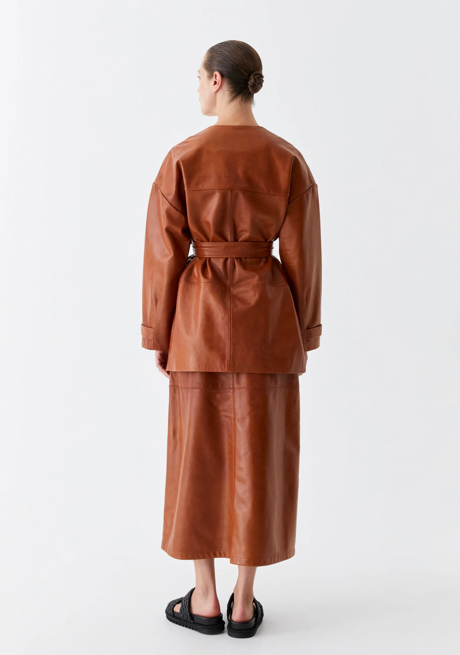 Nikita Leather Skirt_Tan