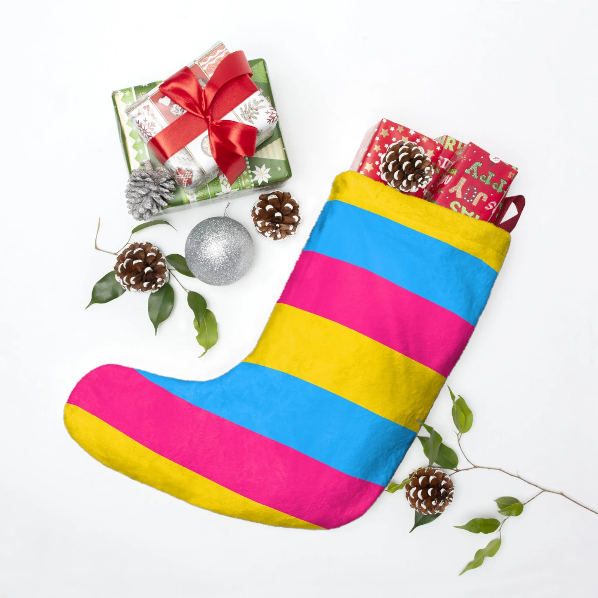 Pansexual Pride Christmas Stocking - Colorful Holiday Decor