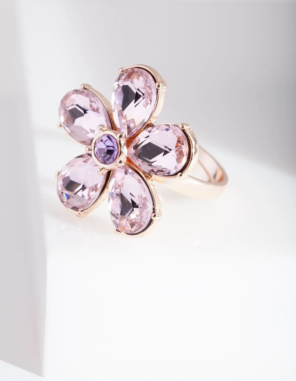 Pink Gem Flower Ring