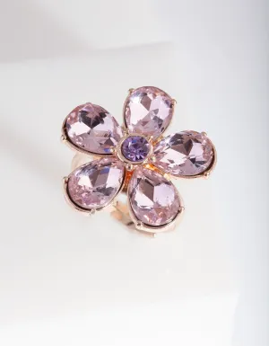 Pink Gem Flower Ring