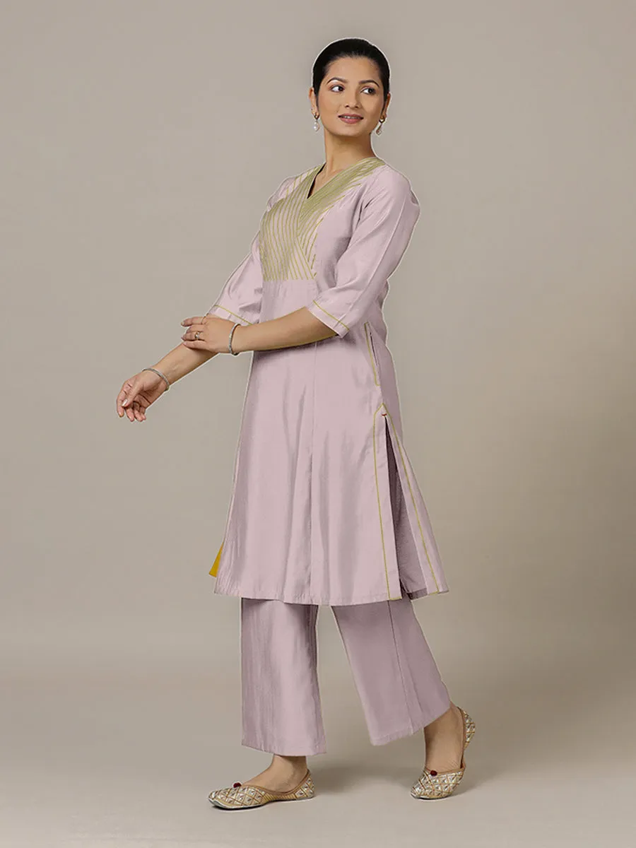Piya x Rozaana | A Line Kurta in Lilac with Thread Work | Coords or Only Kurta