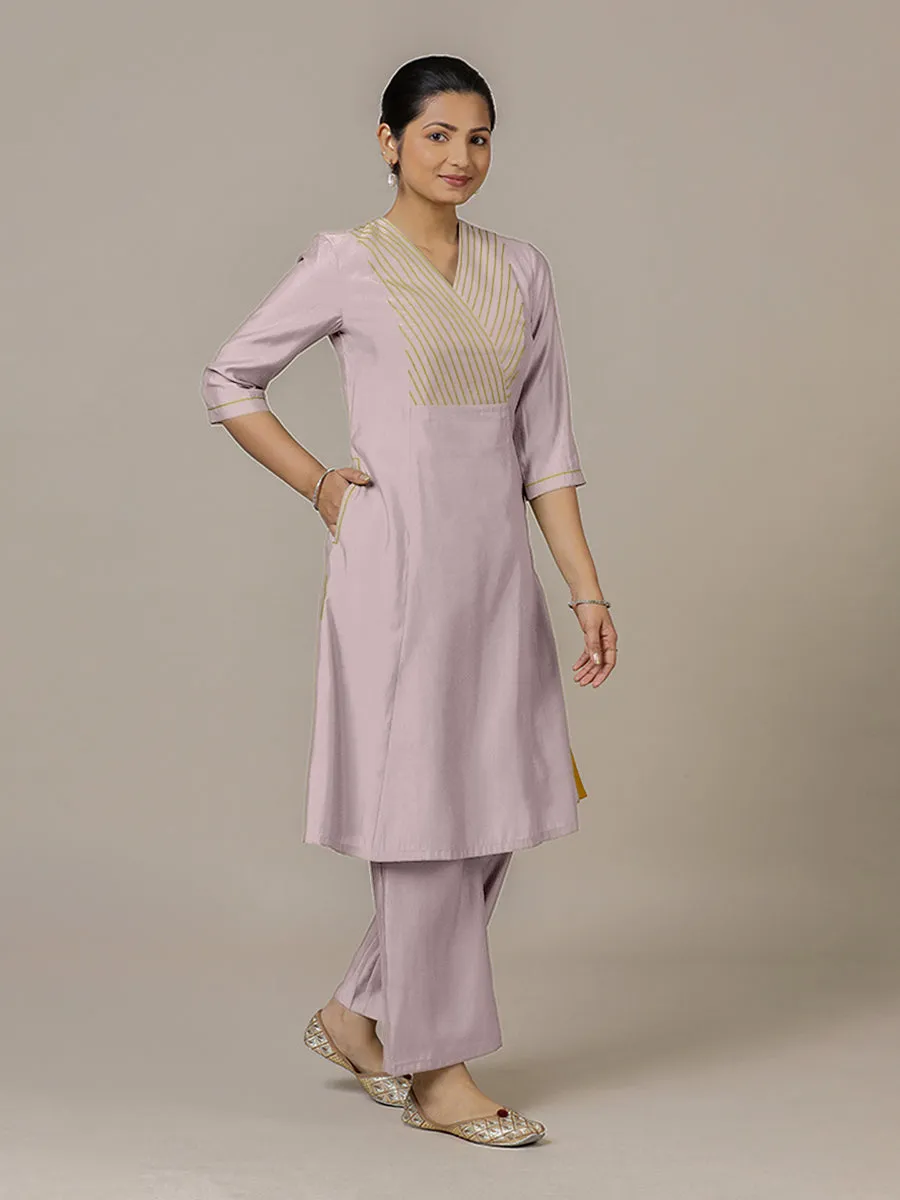Piya x Rozaana | A Line Kurta in Lilac with Thread Work | Coords or Only Kurta