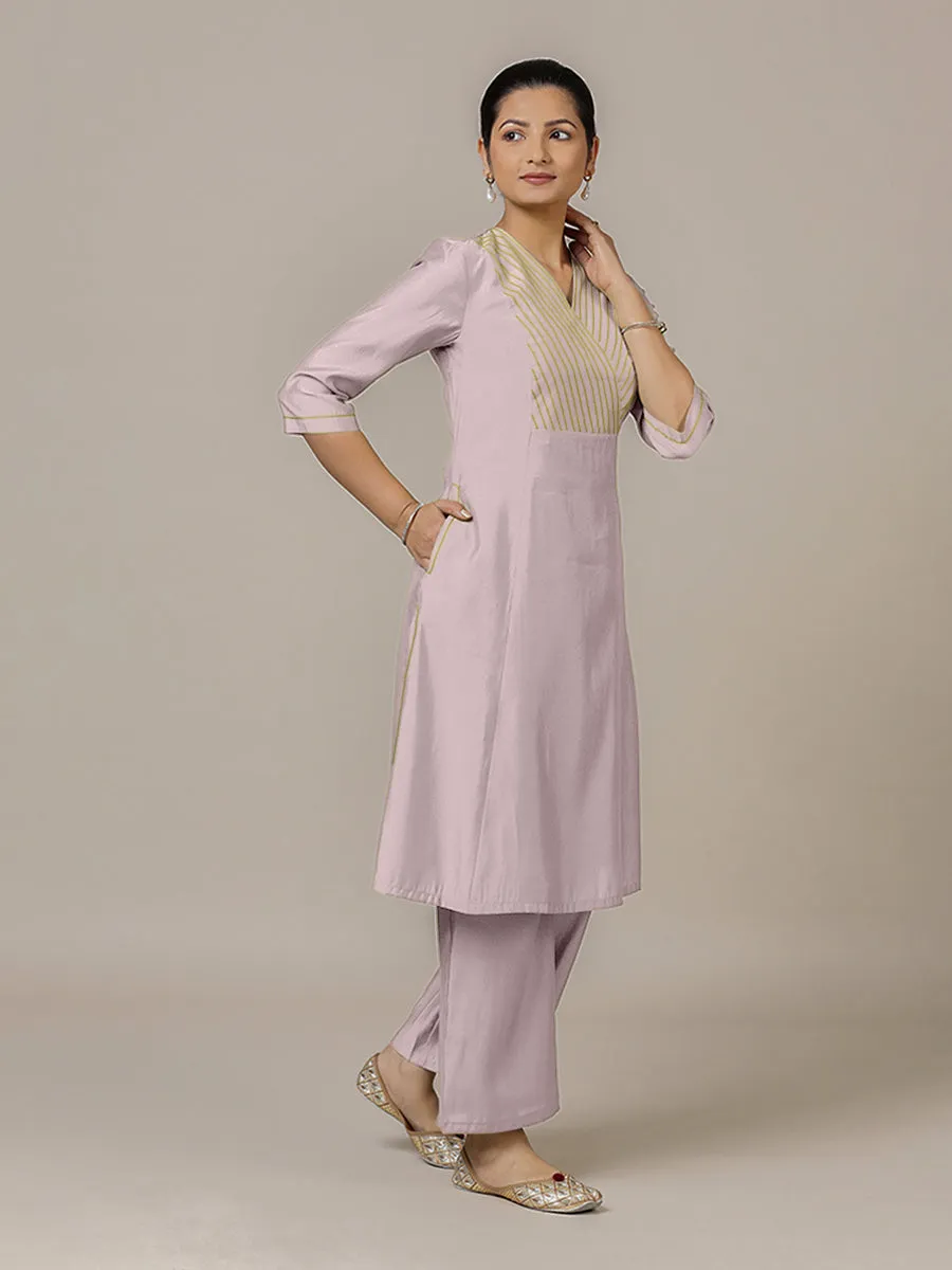 Piya x Rozaana | A Line Kurta in Lilac with Thread Work | Coords or Only Kurta