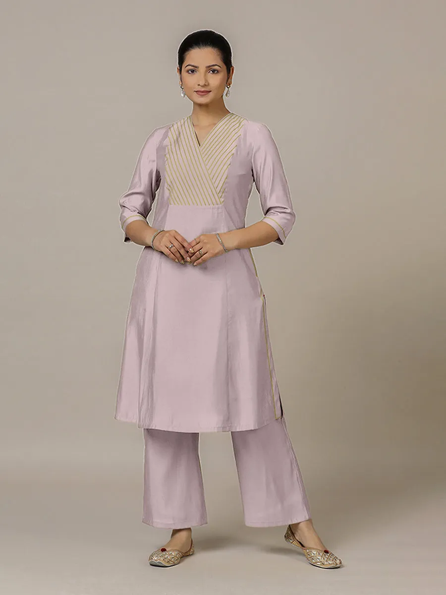 Piya x Rozaana | A Line Kurta in Lilac with Thread Work | Coords or Only Kurta