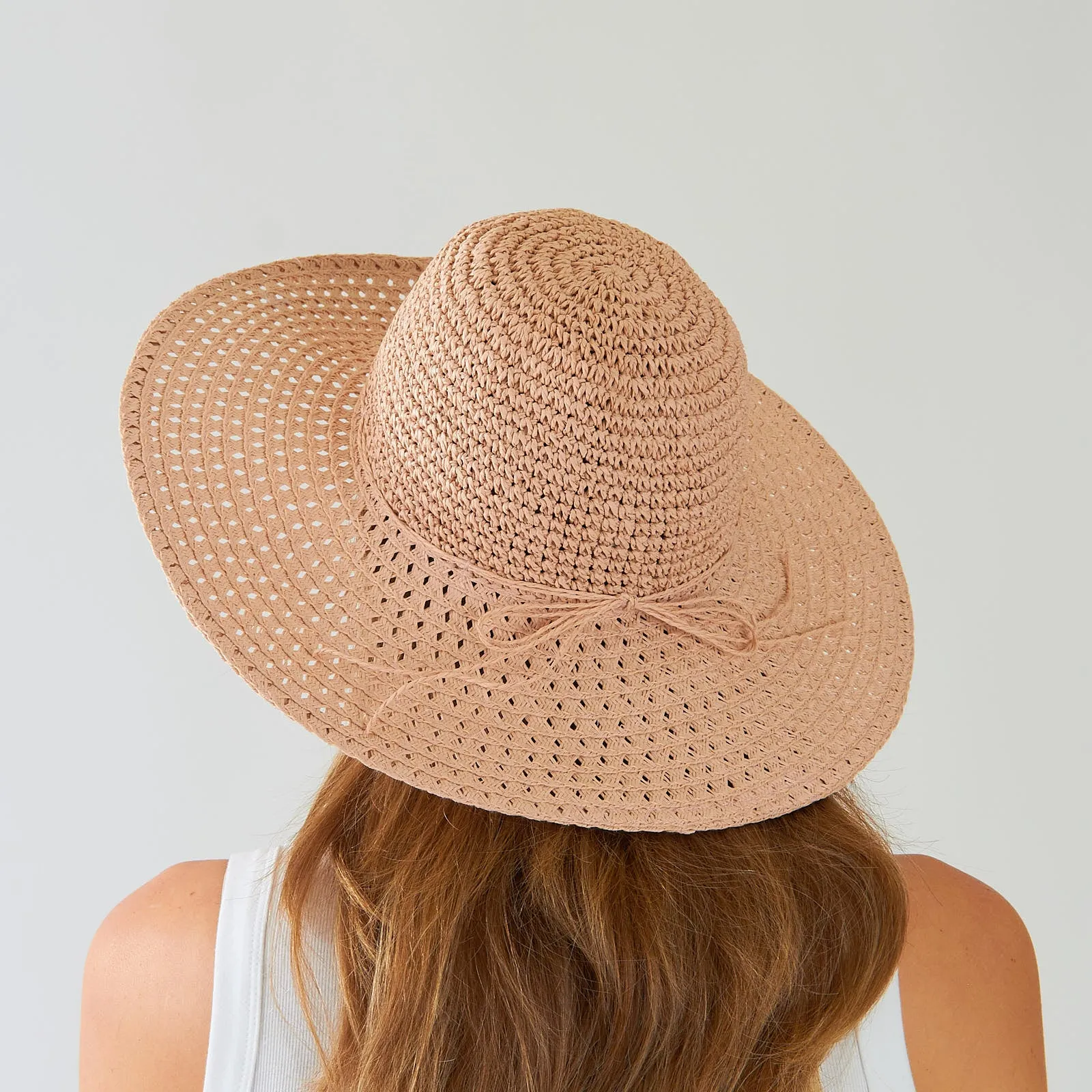 Powder Red Braid Floppy Sun Hat