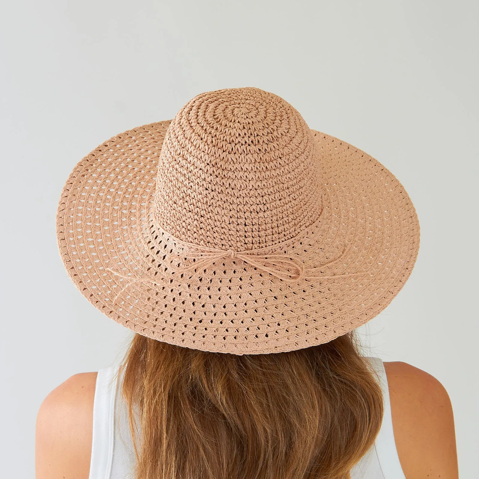 Powder Red Braid Floppy Sun Hat