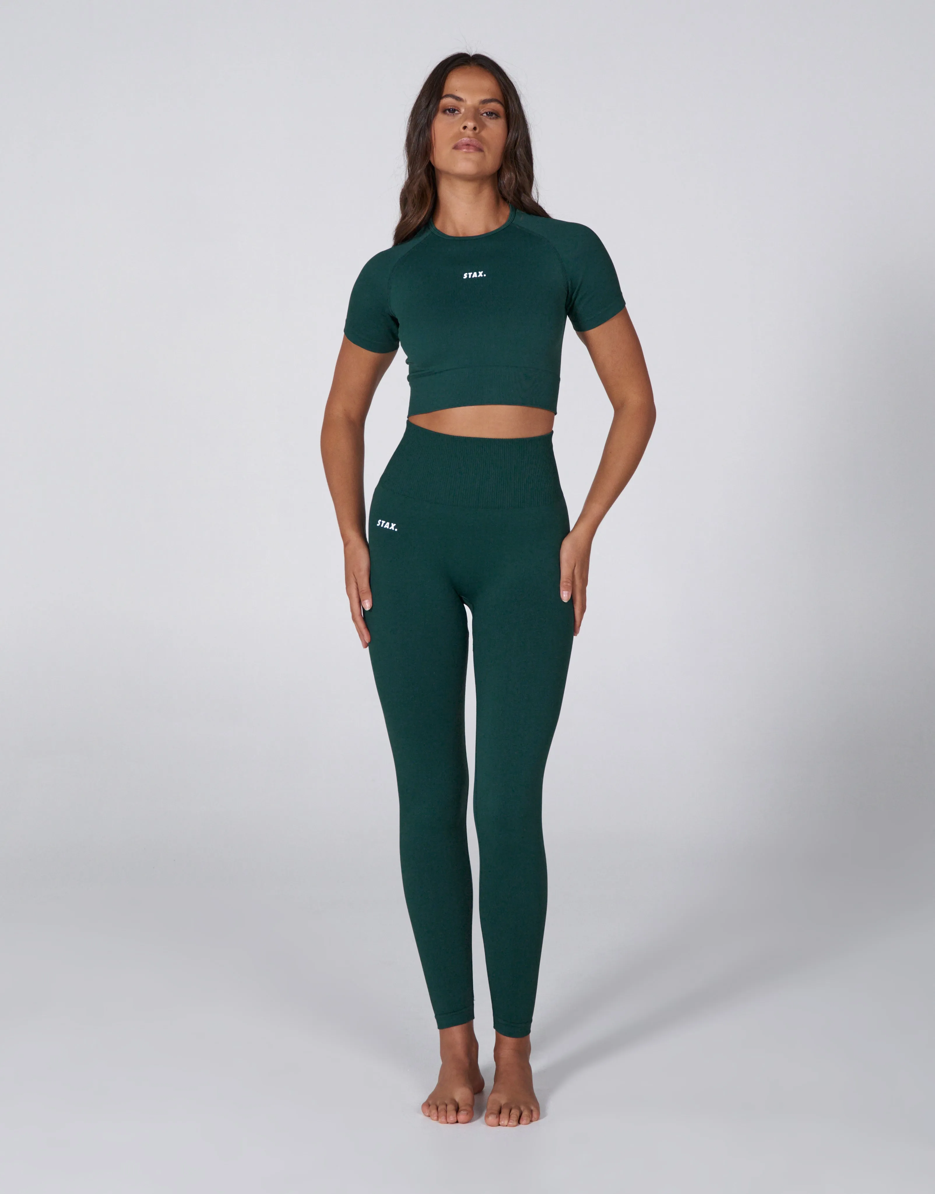 Premium Seamless Favourites Cropped Tee - Pine