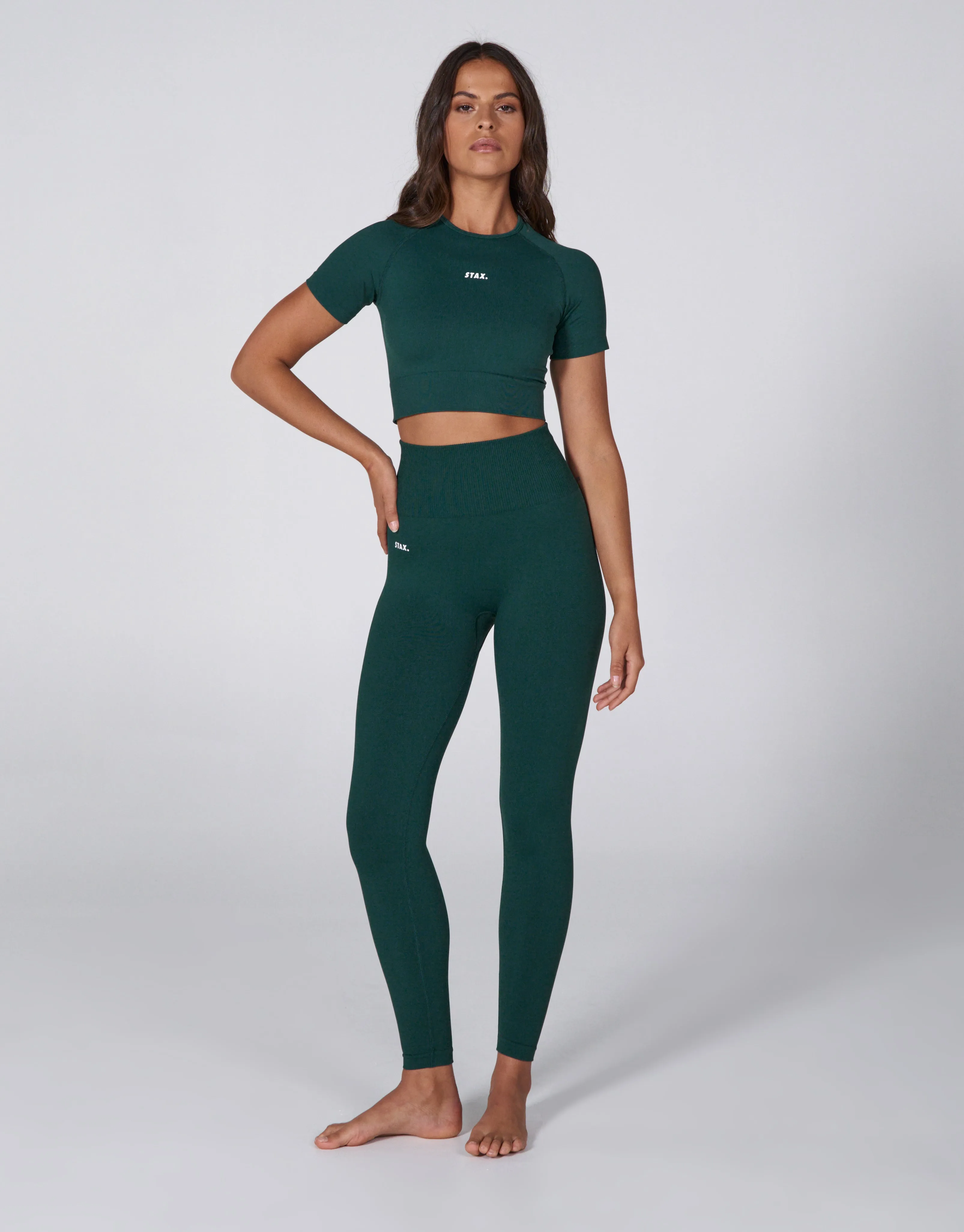 Premium Seamless Favourites Cropped Tee - Pine