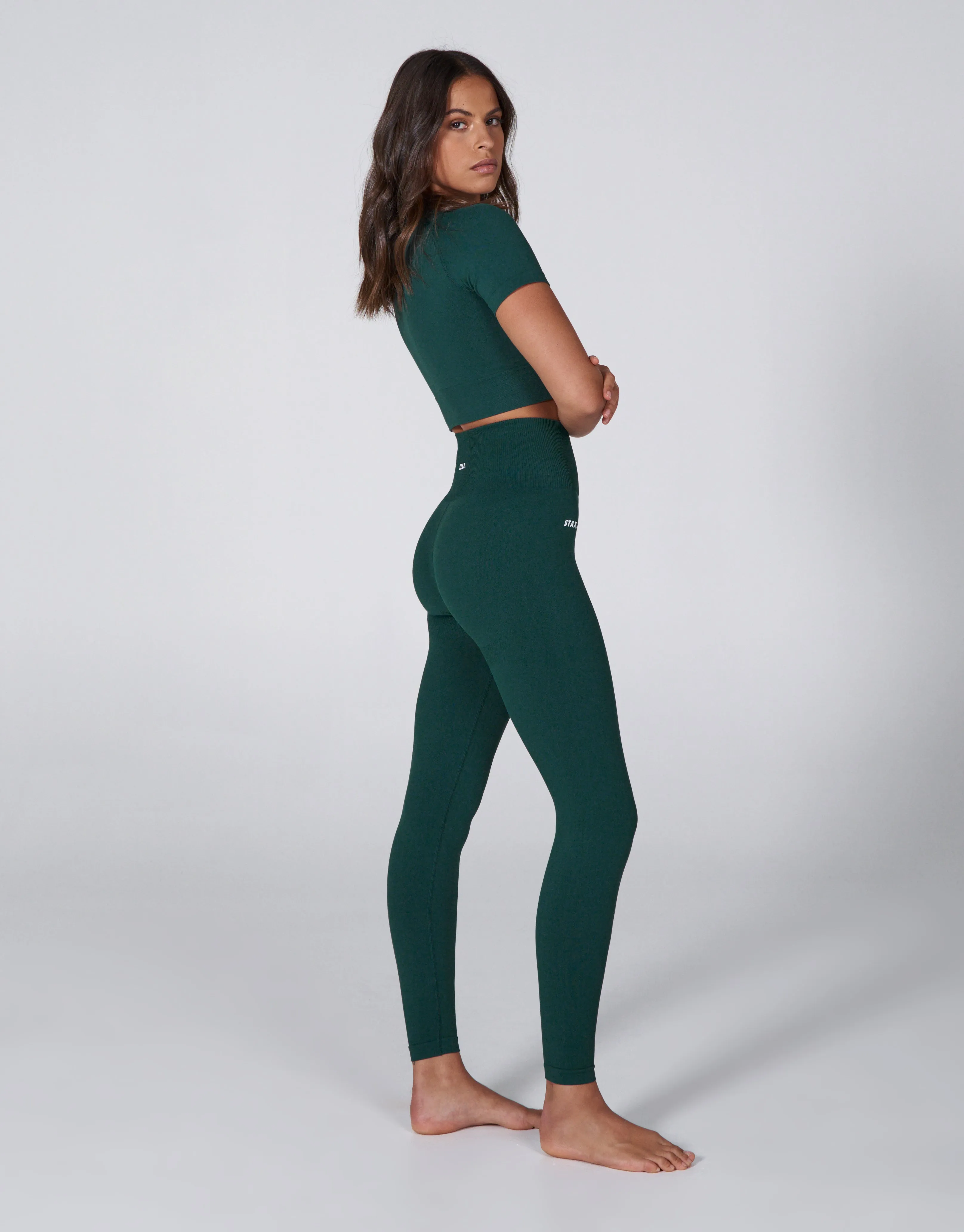 Premium Seamless Favourites Cropped Tee - Pine