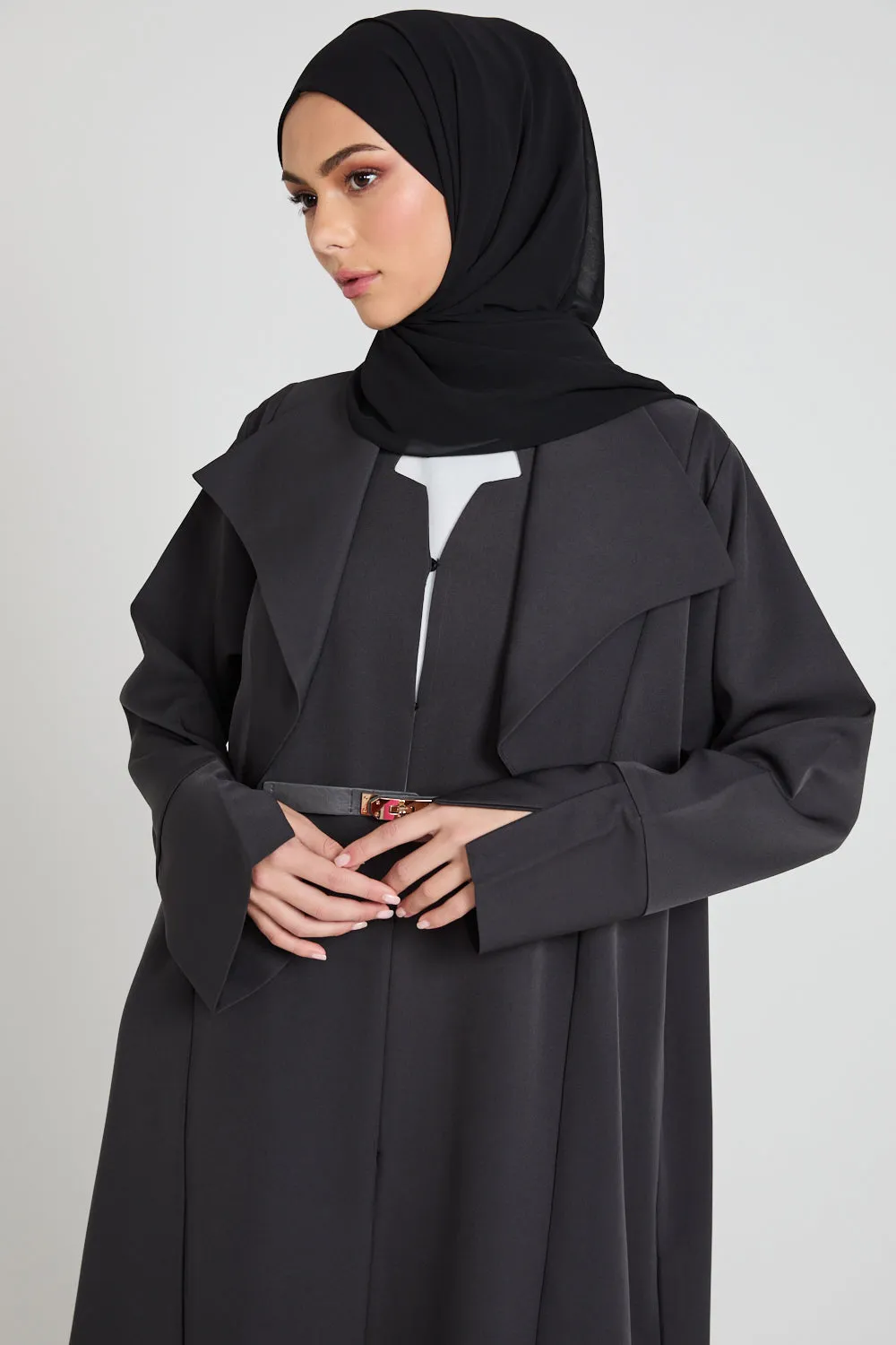 Premium Tailored Open Abaya - Ebony - LIMITED EDITION
