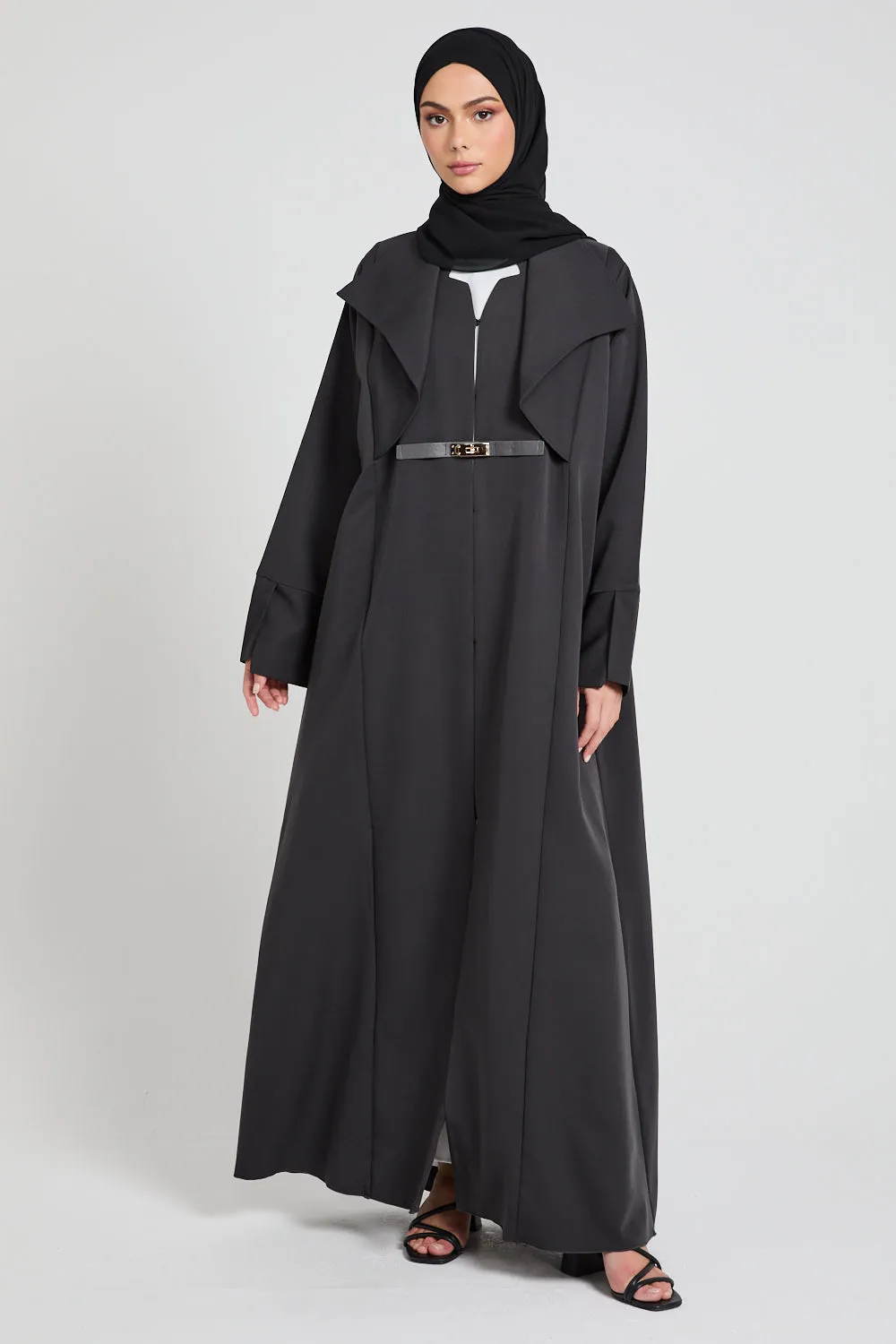 Premium Tailored Open Abaya - Ebony - LIMITED EDITION