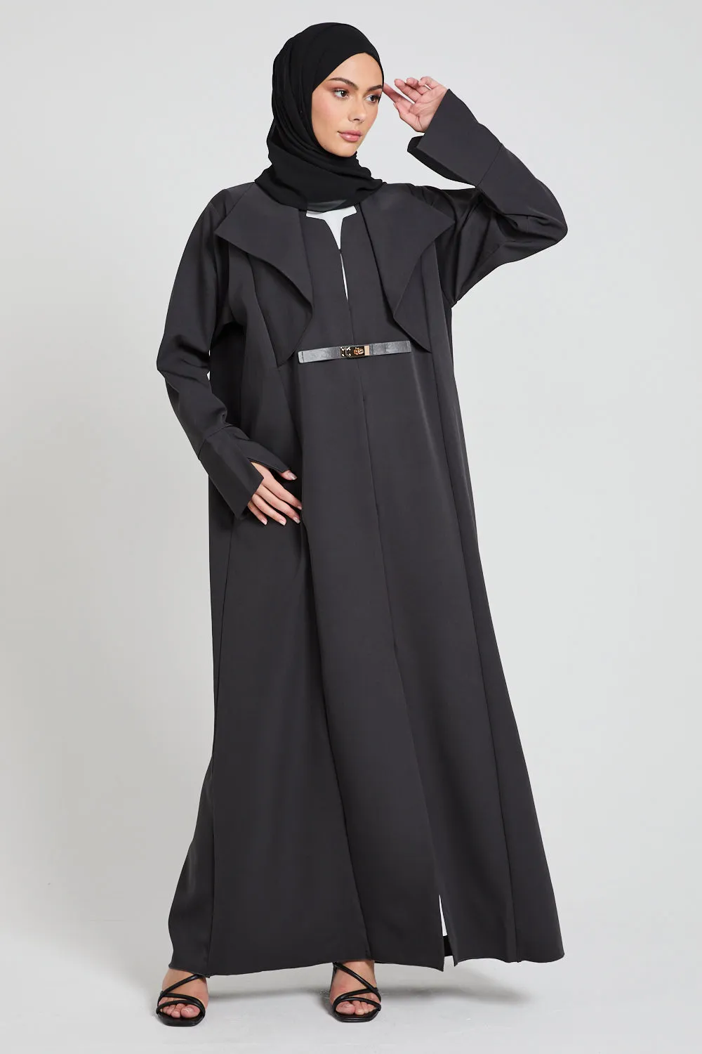 Premium Tailored Open Abaya - Ebony - LIMITED EDITION