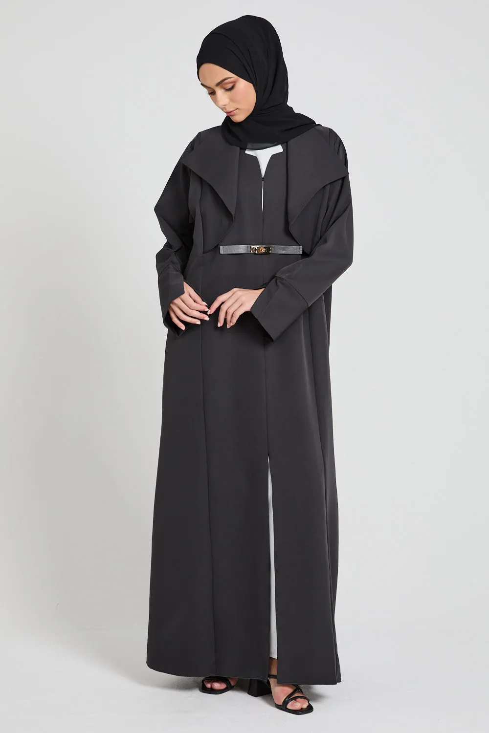 Premium Tailored Open Abaya - Ebony - LIMITED EDITION