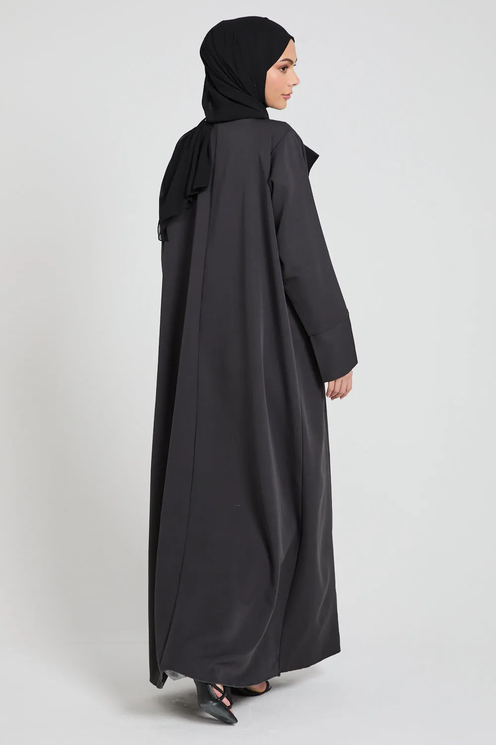 Premium Tailored Open Abaya - Ebony - LIMITED EDITION