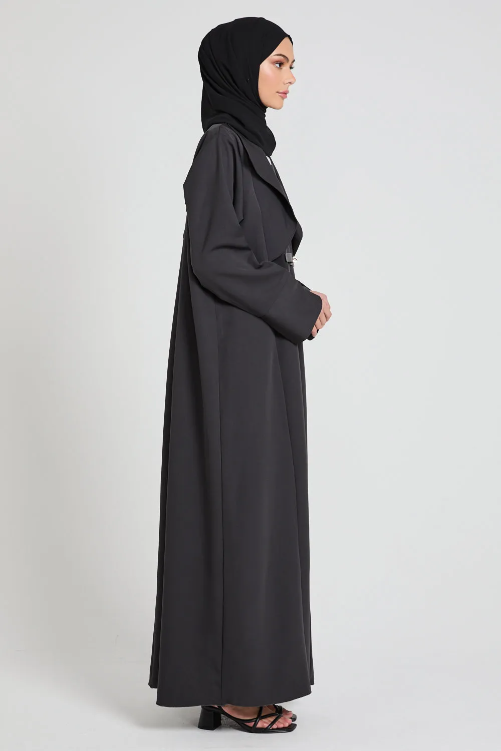 Premium Tailored Open Abaya - Ebony - LIMITED EDITION
