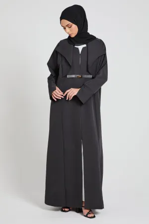 Premium Tailored Open Abaya - Ebony - LIMITED EDITION