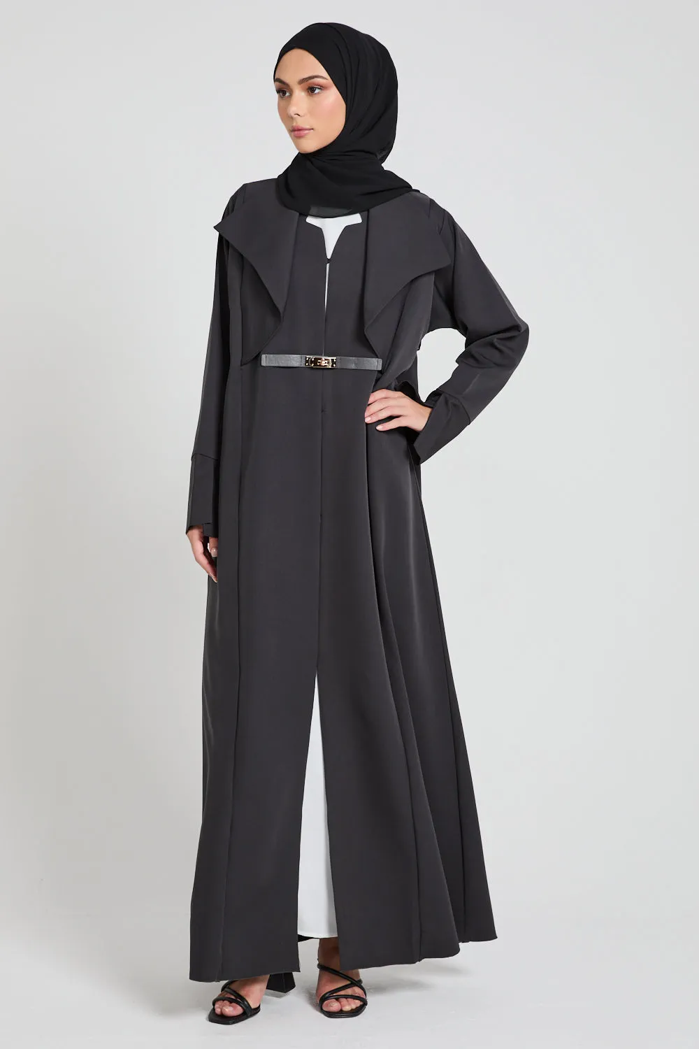 Premium Tailored Open Abaya - Ebony - LIMITED EDITION