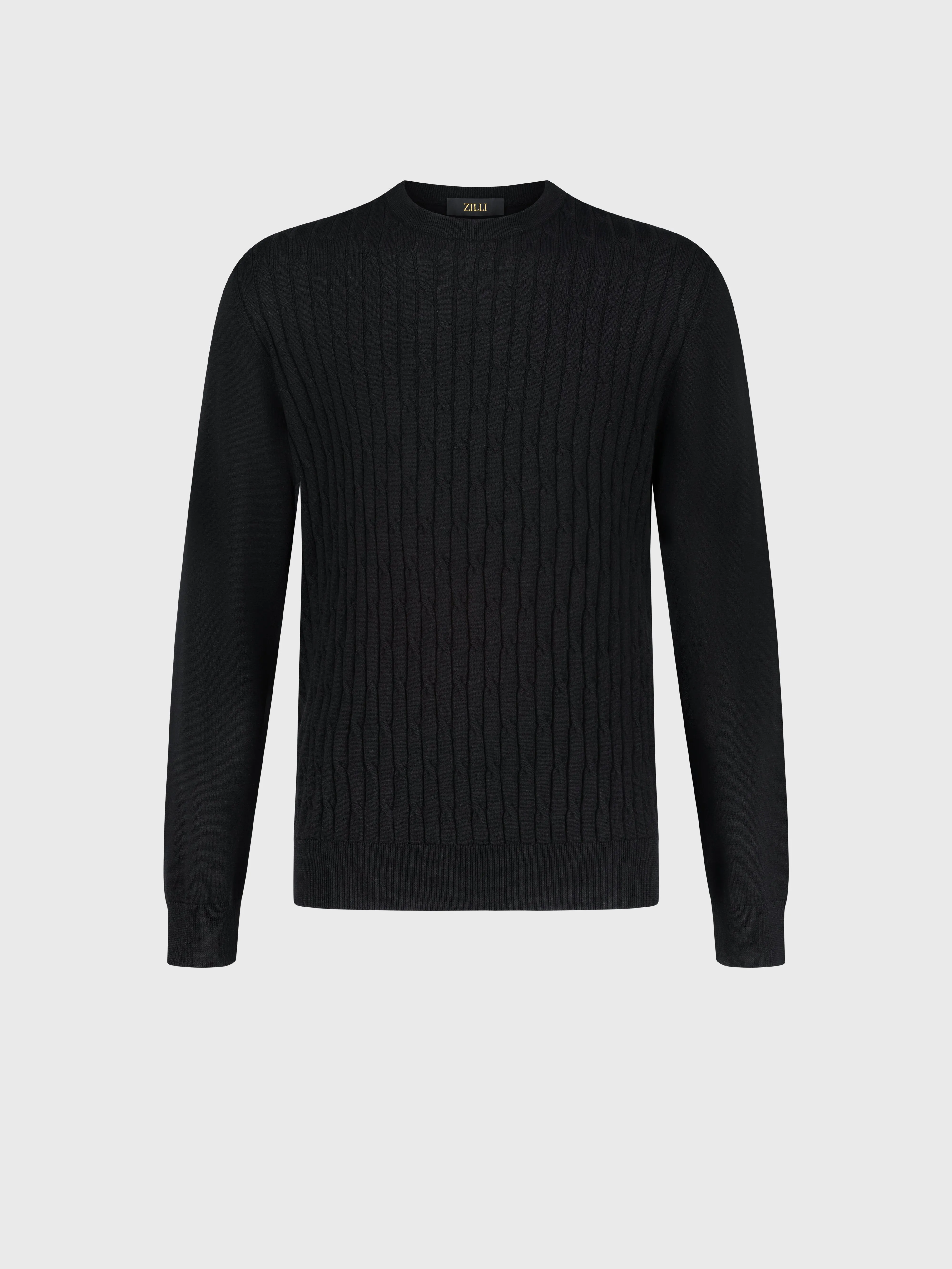 Pullover with Cable Knit Pattern Black
