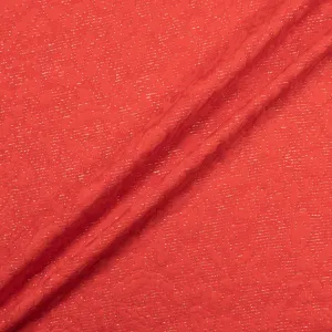 Red Metallic Silk & Wool Blend Cloqué