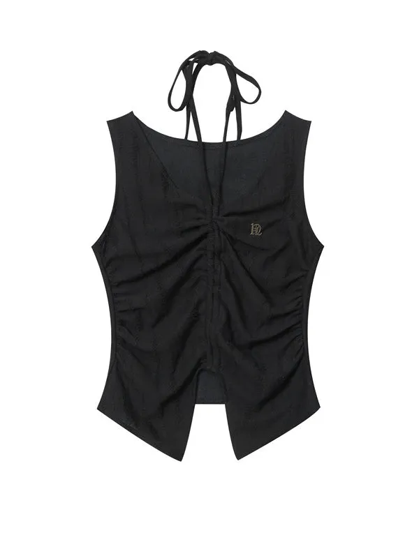 Ruched Drawstring Casual Slim Tank Top