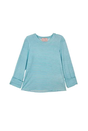 SAMPLE - BURU x Kelly Golightly Crew Neck Tee - Aqua Stripe