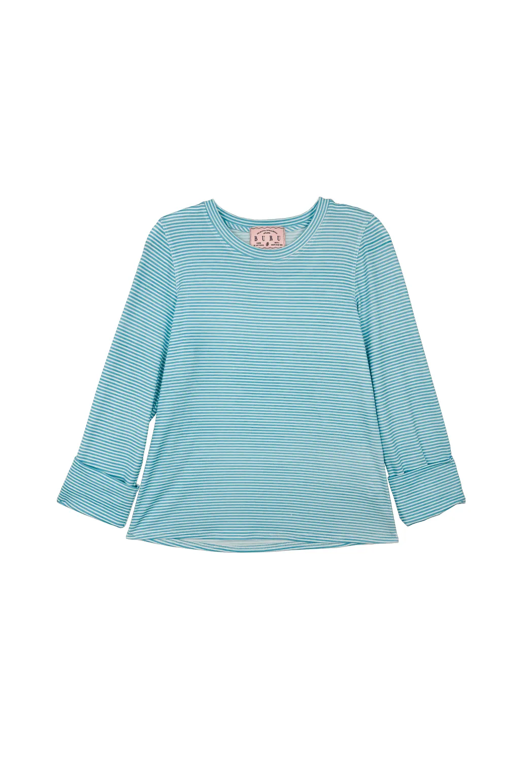 SAMPLE - BURU x Kelly Golightly Crew Neck Tee - Aqua Stripe