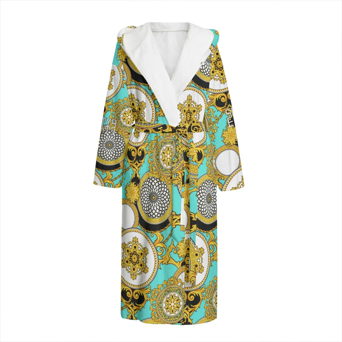 Sixty Eight 93 Logo White & Black Unisex Flannel Hooded Bathrobe #12