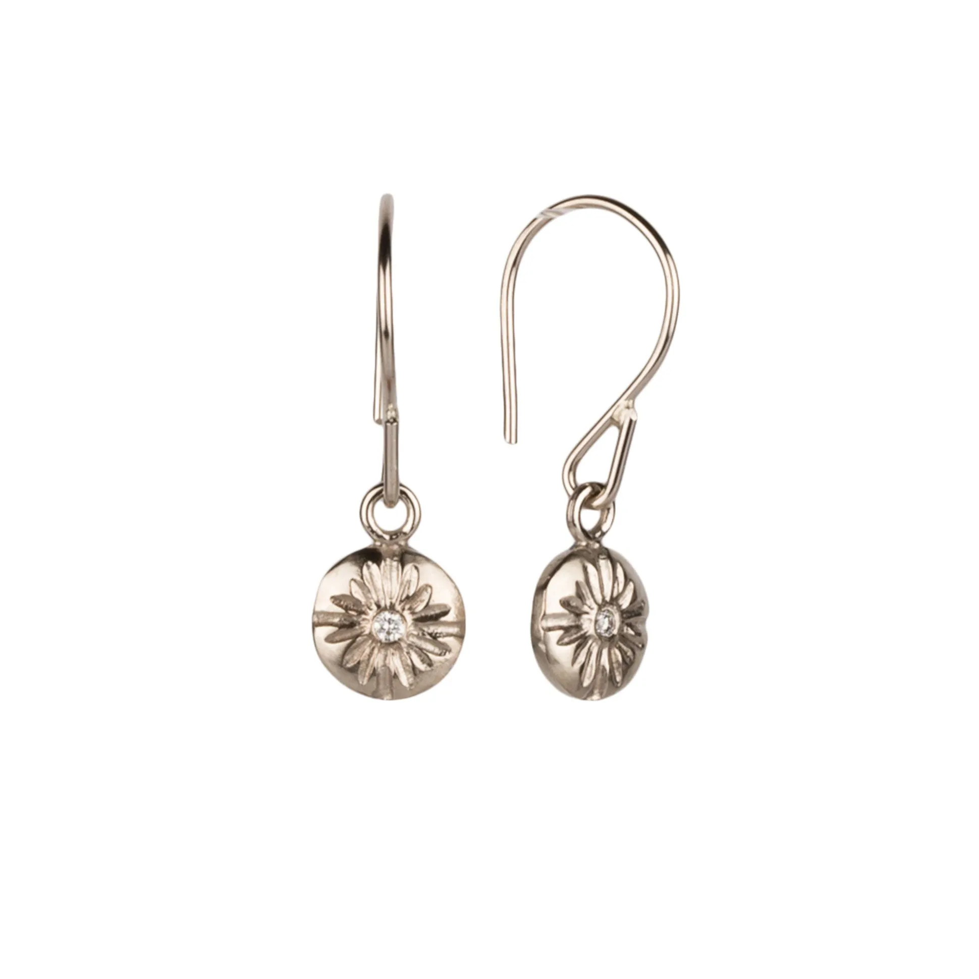 Small Lucia Dangle Earrings in White Gold