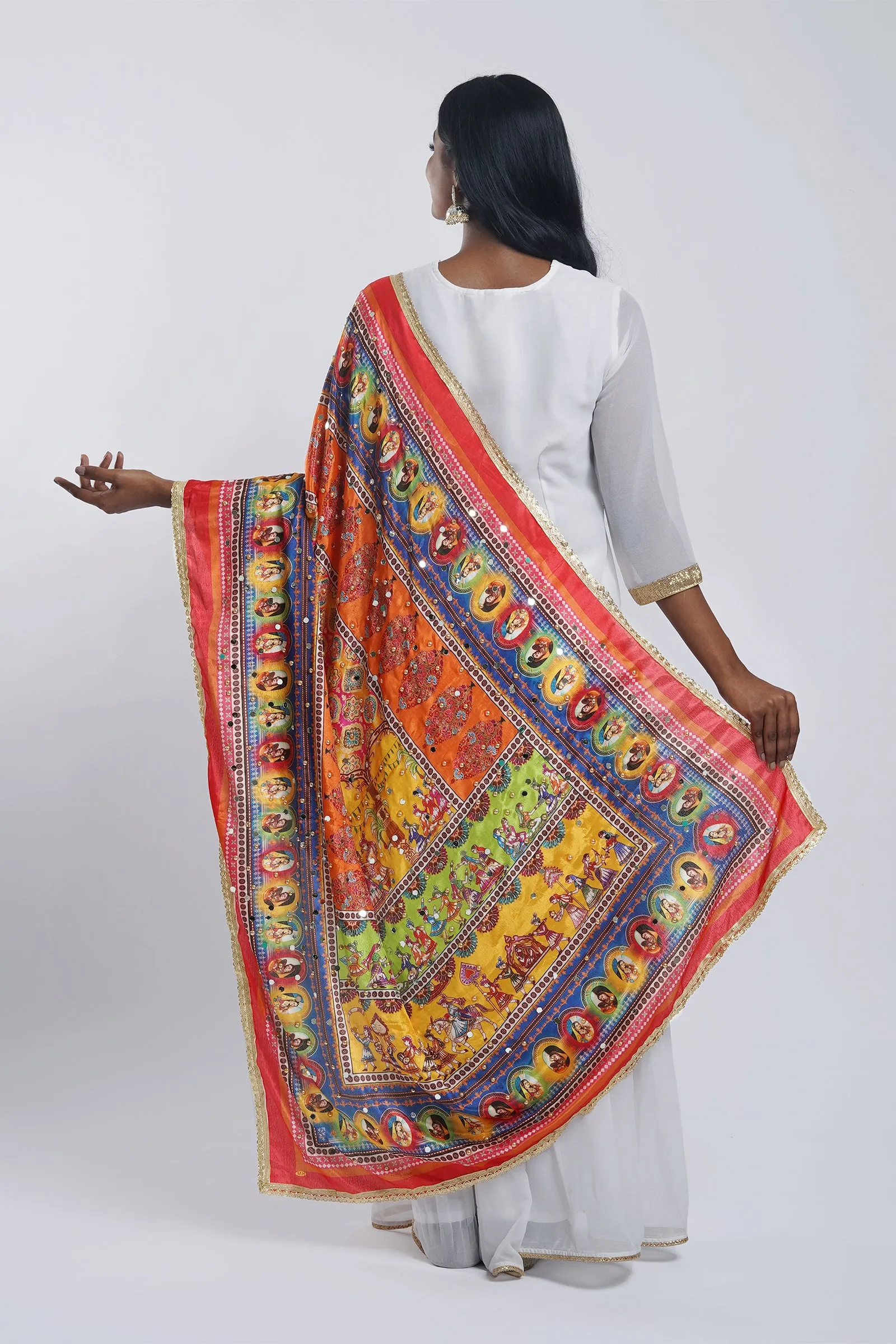 Teejh Meherbaan Embellished Printed Dupatta