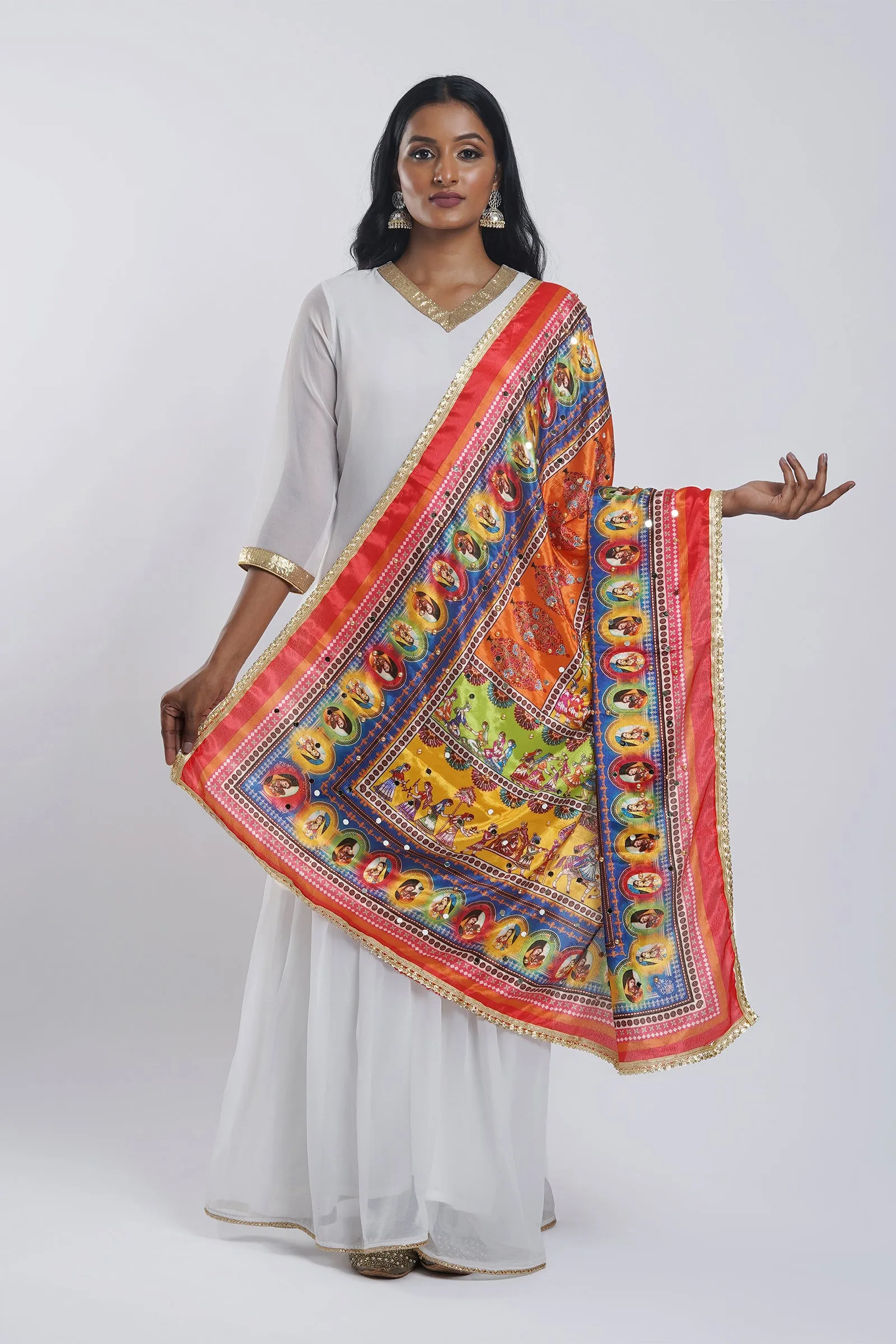 Teejh Meherbaan Embellished Printed Dupatta