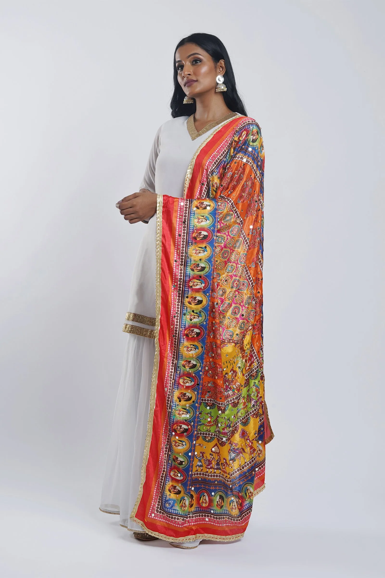 Teejh Meherbaan Embellished Printed Dupatta