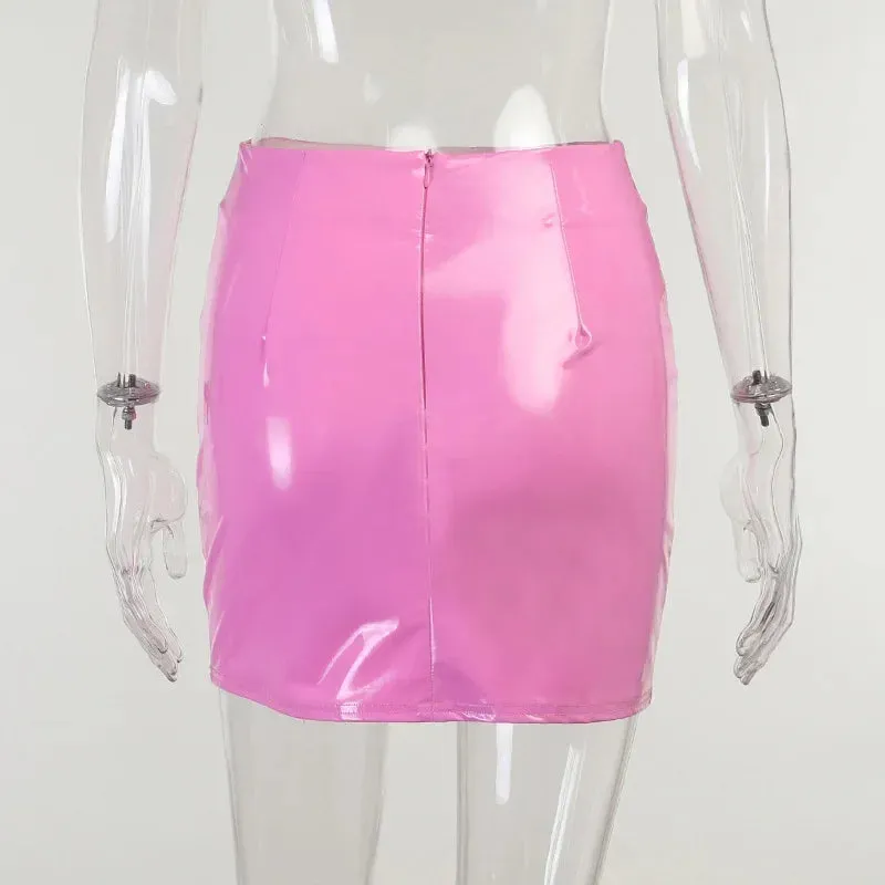 Trend4us Women’s Sleek Shiny PVC Mini Skirt