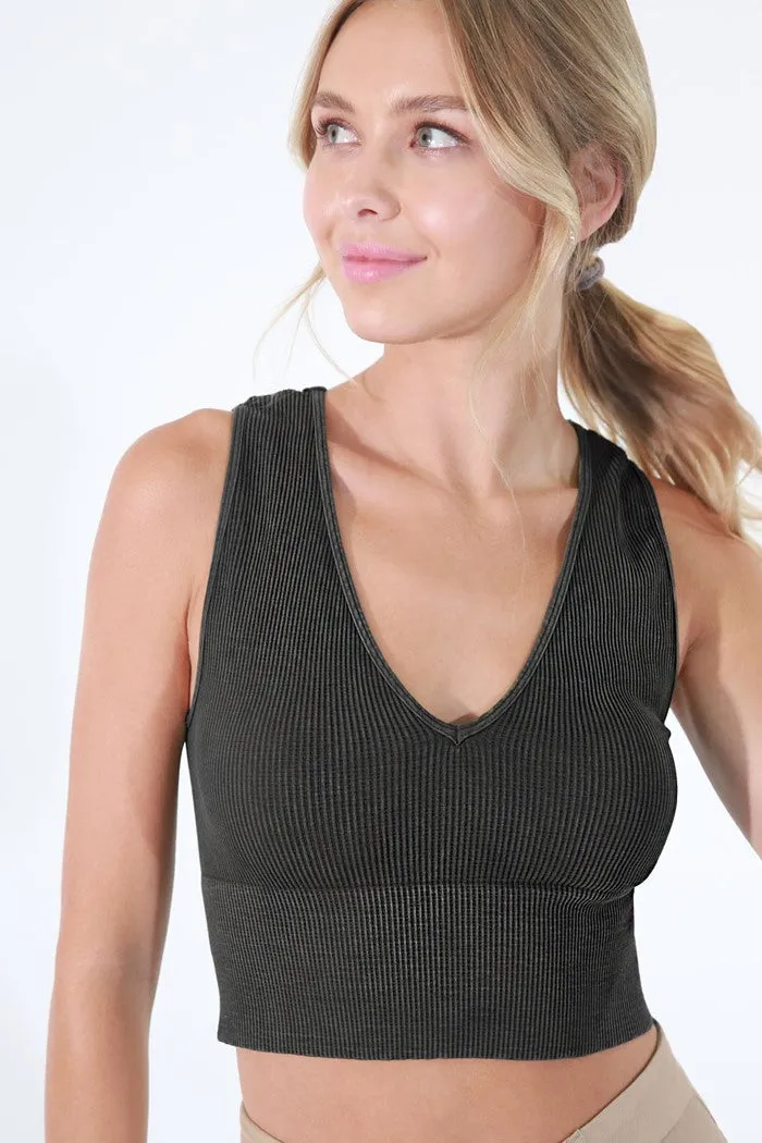 Vintage Plunge V-Neck Crop Top