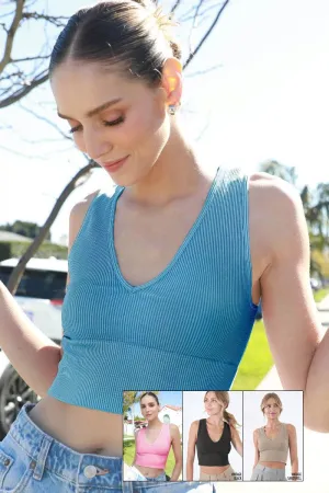 Vintage Plunge V-Neck Crop Top