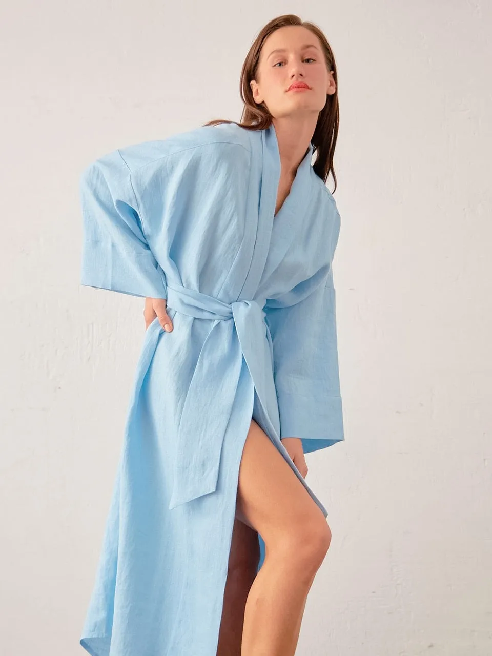 Wenkouban Pure Color Elegant Robes Women Sleepwear Full Sleeve Bathrobe Female Nightwear Lace Up Women's Pajamas Flare Sleeve Robe Nighite