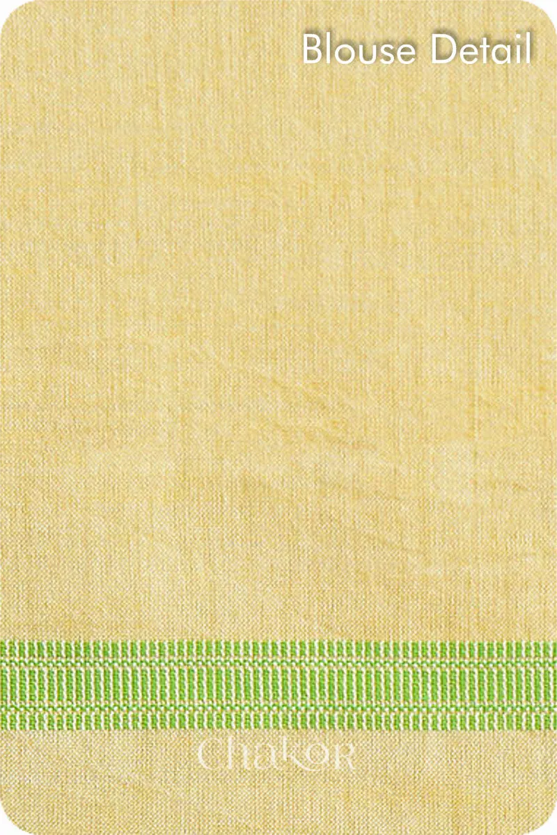 Yellow Offwhite Bhujodi Cotton Saree
