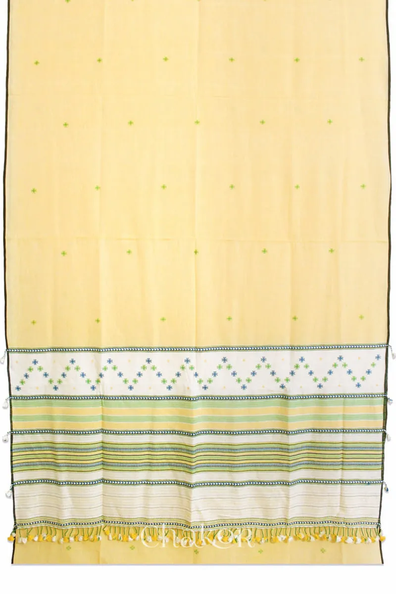 Yellow Offwhite Bhujodi Cotton Saree