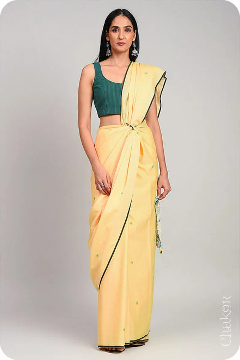 Yellow Offwhite Bhujodi Cotton Saree